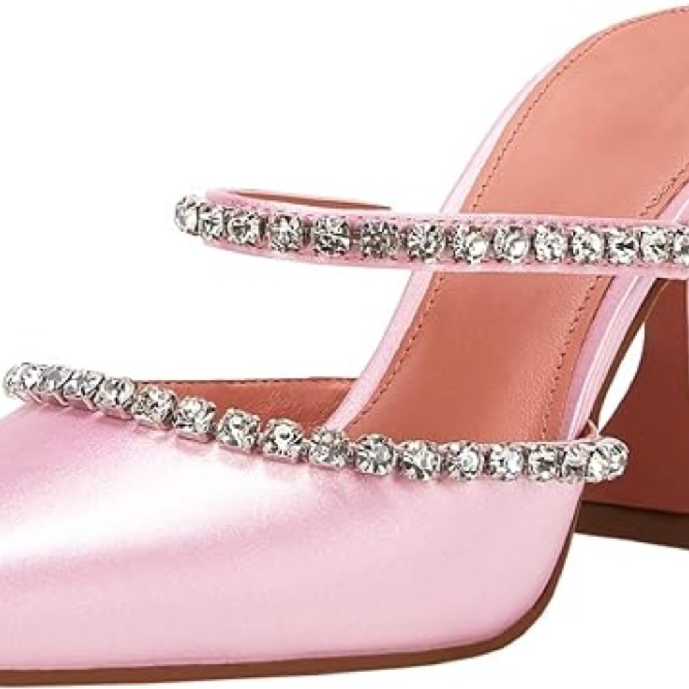 Vetaste Pink Satin Mule with Crystals Size 10